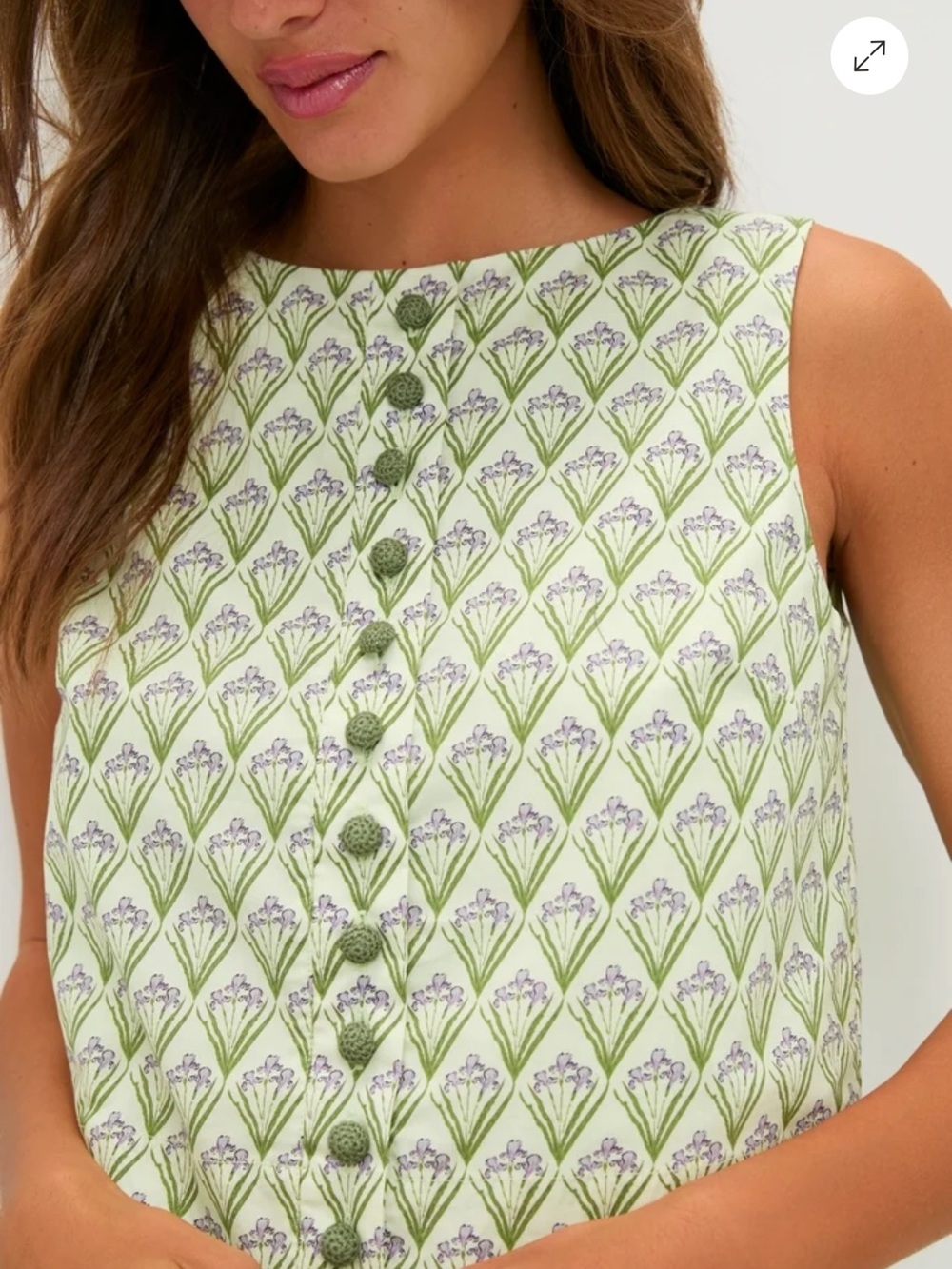 Sleeveless Light Green Printed Wide-Leg set - Picture 2 of 6